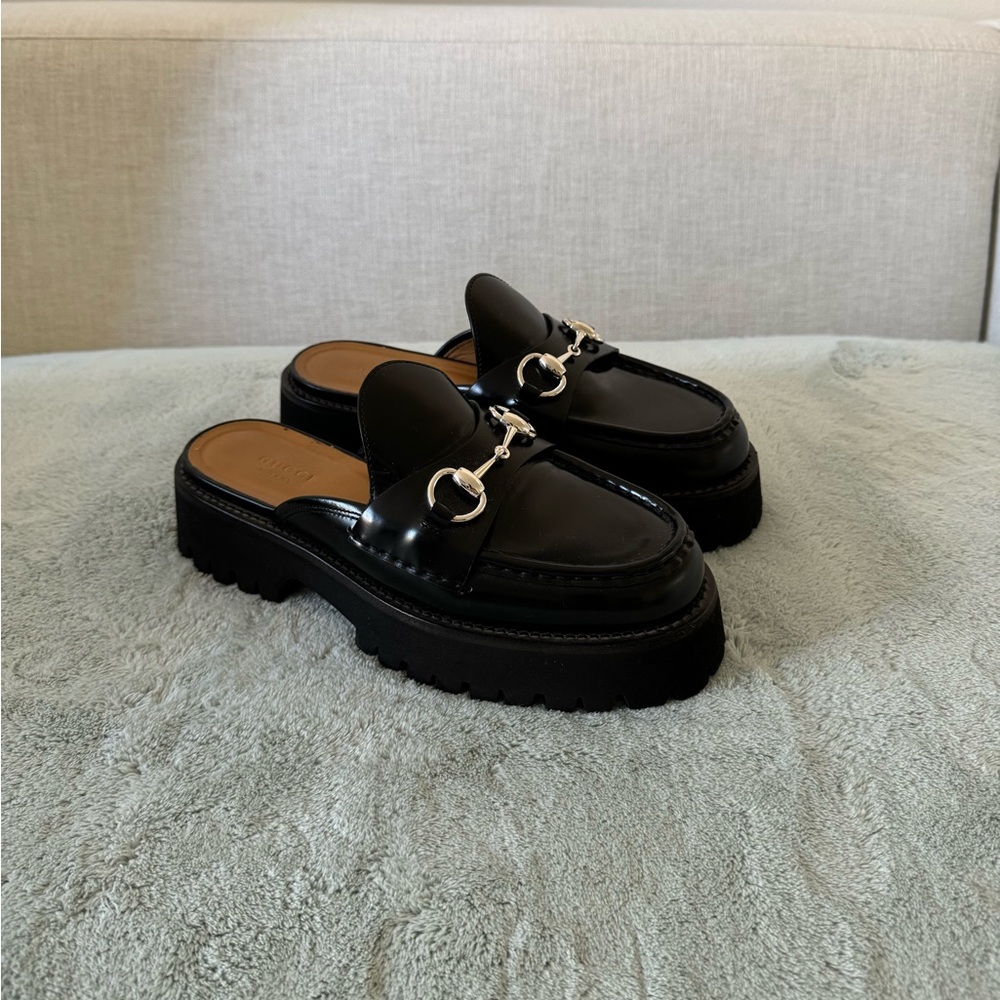 Gucci Black Leather Horsebit Mules in size 37. EUC. - Picture 2 of 10